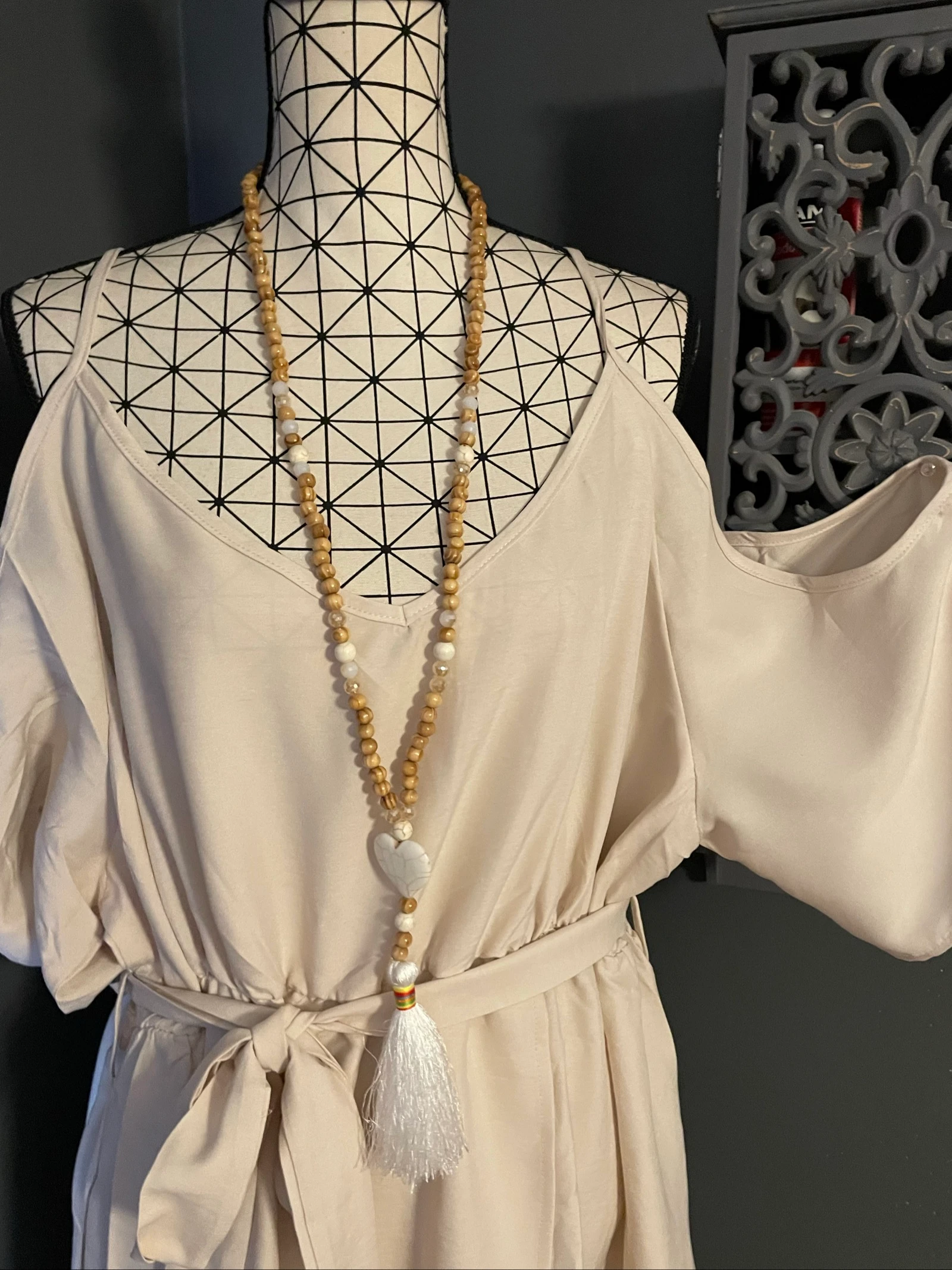 💖 vestido bege creme envelope com cinto tamanho grande 54 fluido elegante com bolsos 💖 – photo 4